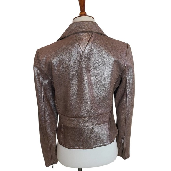 VEDA Glitter Leather Orchid Moto Jacket Small NWT - Picture 3 of 8